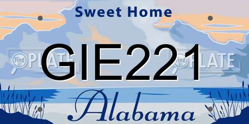 GIE221 Alabama License Plate