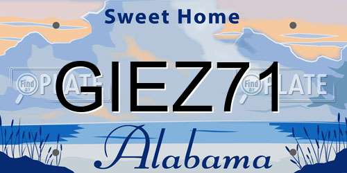 GIEZ71 Alabama License Plate