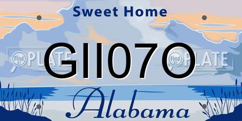 GII07O Alabama License Plate