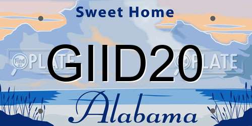 GIID20 Alabama License Plate