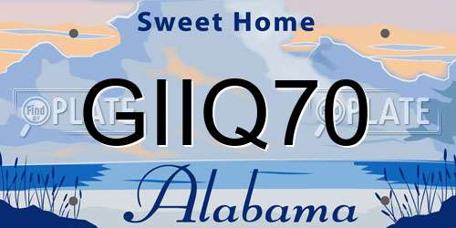 GIIQ70 Alabama License Plate