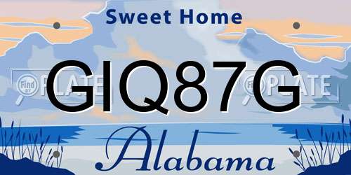 GIQ87G Alabama License Plate