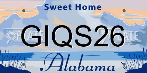 GIQS26 Alabama License Plate
