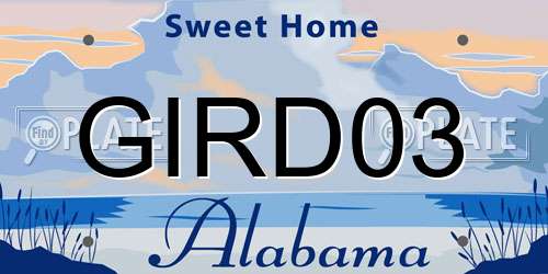GIRD03 Alabama License Plate