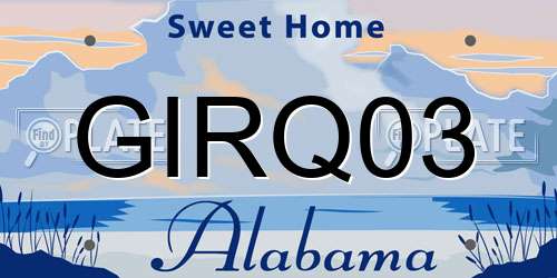 GIRQ03 Alabama License Plate