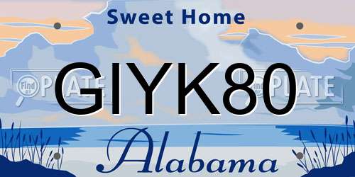 GIYK80 Alabama License Plate