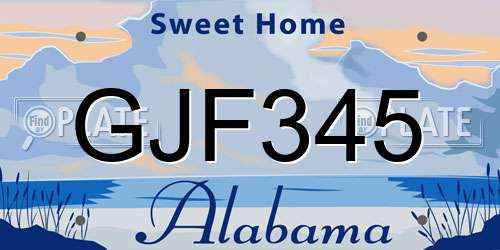 GJF345 Alabama License Plate