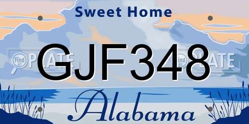 GJF348 Alabama License Plate