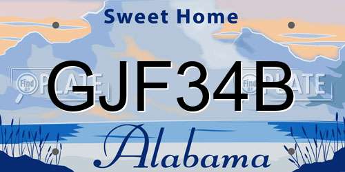 GJF34B Alabama License Plate