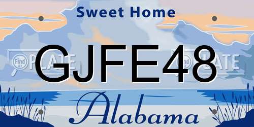 GJFE48 Alabama License Plate
