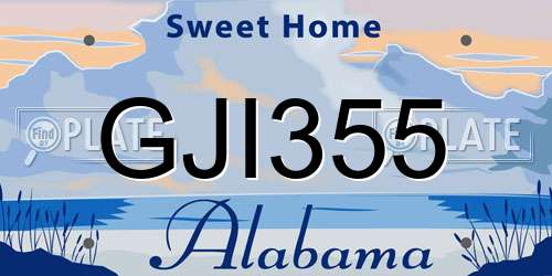 GJI355 Alabama License Plate