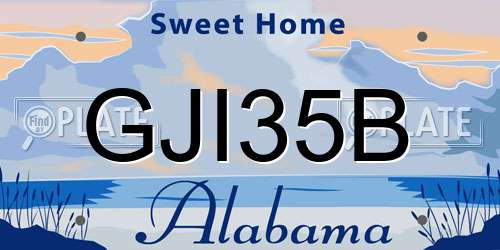 GJI35B Alabama License Plate