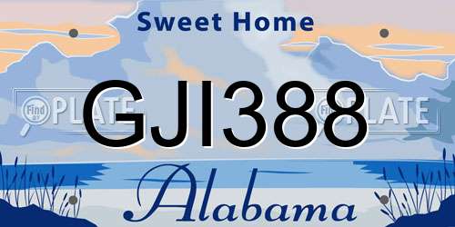 GJI388 Alabama License Plate