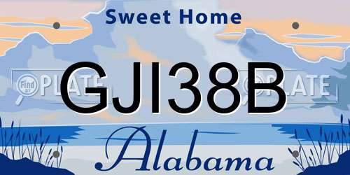 GJI38B Alabama License Plate