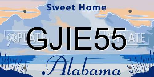 GJIE55 Alabama License Plate