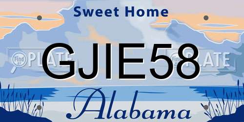 GJIE58 Alabama License Plate