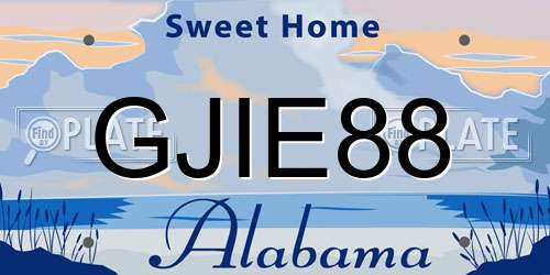 GJIE88 Alabama License Plate