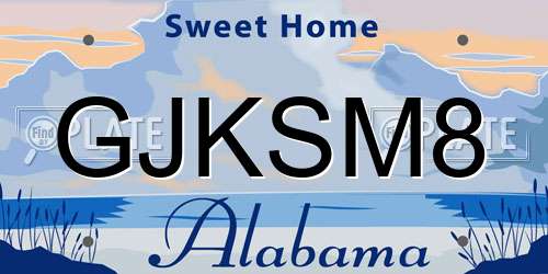 GJKSM8 Alabama License Plate
