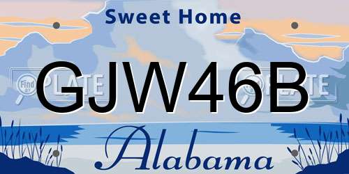 GJW46B Alabama License Plate
