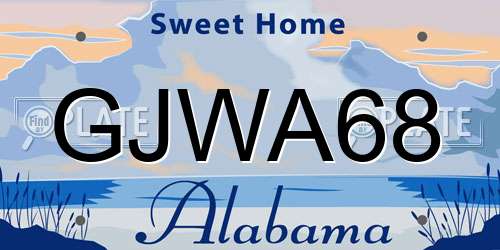 GJWA68 Alabama License Plate