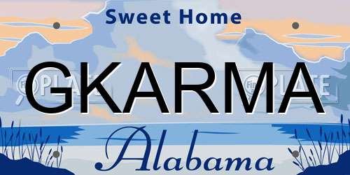 GKARMA Alabama License Plate
