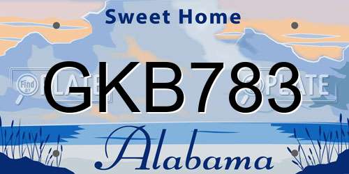 GKB783 Alabama License Plate