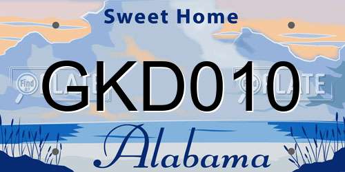 GKD010 Alabama License Plate