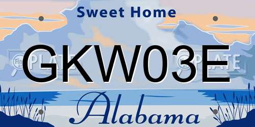 GKW03E Alabama License Plate