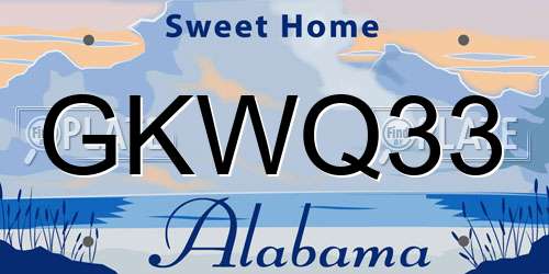 GKWQ33 Alabama License Plate