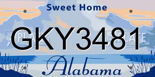 GKY3481 Alabama License Plate