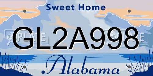 GL2A998 Alabama License Plate