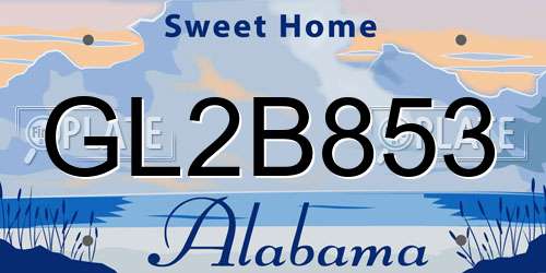 GL2B853 Alabama License Plate
