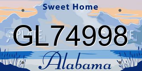 GL74998 Alabama License Plate