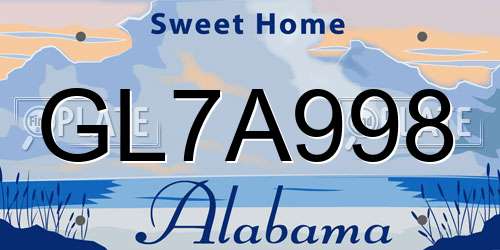 GL7A998 Alabama License Plate