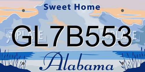 GL7B553 Alabama License Plate
