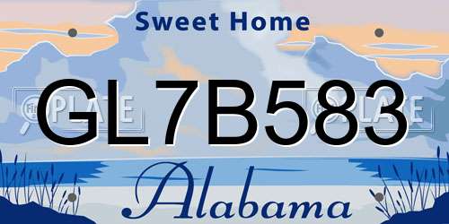GL7B583 Alabama License Plate