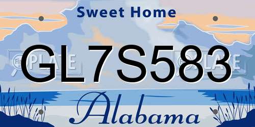 GL7S583 Alabama License Plate