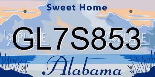 GL7S853 Alabama License Plate
