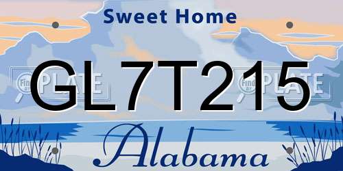 GL7T215 Alabama License Plate