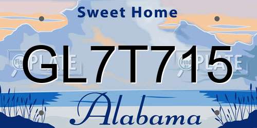 GL7T715 Alabama License Plate
