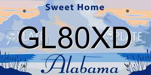 GL80XD Alabama License Plate