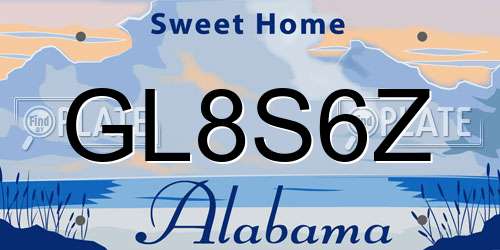 GL8S6Z Alabama License Plate