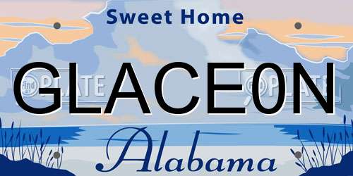 GLACE0N Alabama License Plate