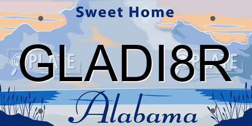 GLADI8R Alabama License Plate