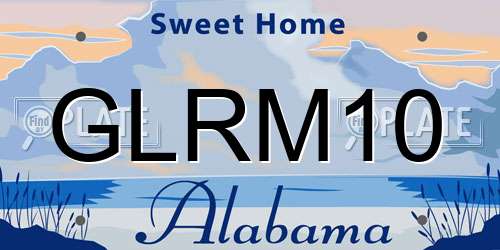 GLRM10 Alabama License Plate