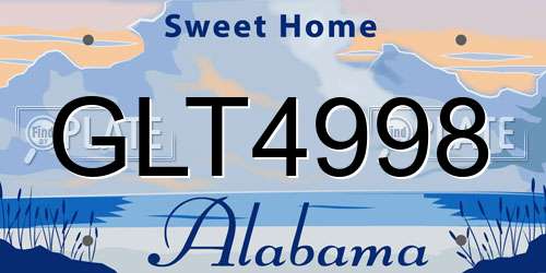 GLT4998 Alabama License Plate