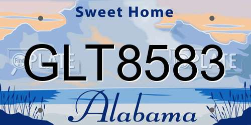 GLT8583 Alabama License Plate
