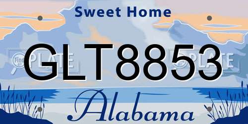 GLT8853 Alabama License Plate