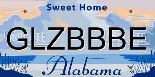 GLZBBBE Alabama License Plate