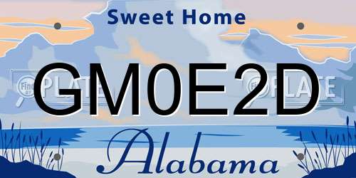 GM0E2D Alabama License Plate
